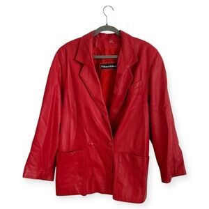 Philippe Vallereuil Vintage Red leather blazer jacket L